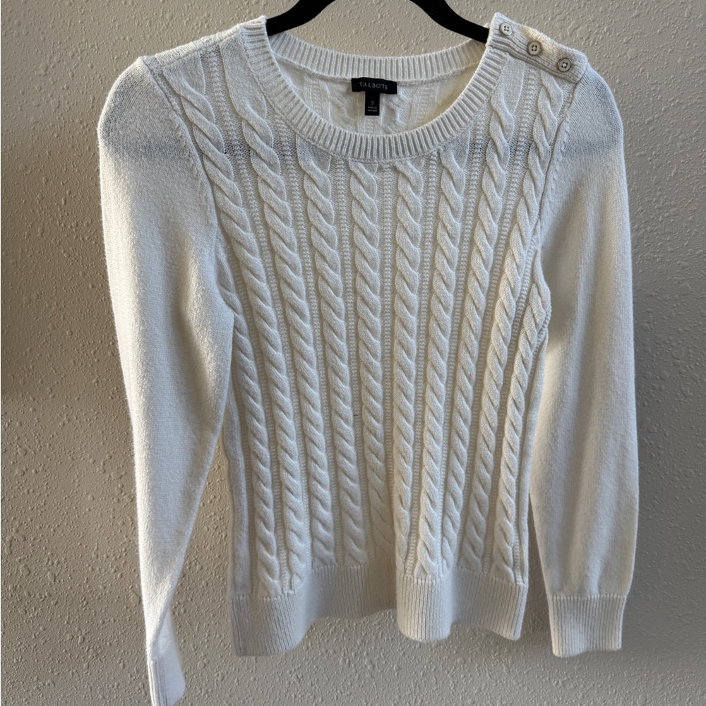 Talbots White Cable Knit Sweater